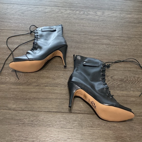 NWT BURJU Moment  Open Toe Lace Up Tongue Ankle Boots | Black | Size 14 - Picture 3 of 9